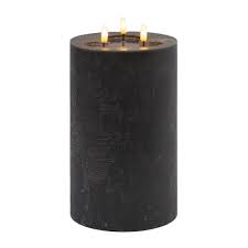 3 wick Large Gray Flameless Candle - Gray