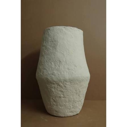 Paper Mache Vase Dia 23" Off-White