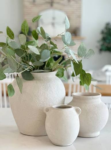Paper Mache Pot Natural White Dia 7.68"