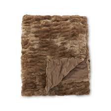 60 Inch Brown Ribbed Vegan Fur Throw Blanket