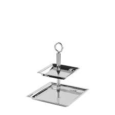Nagano 2-Tier Stainless Steel Silver Plates - Silver