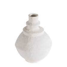 Paper Mache Vase Dia 13.8" & H 17.5" - OFF-WHITE