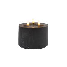 3 wick Small Gray Flameless Candle - Gray