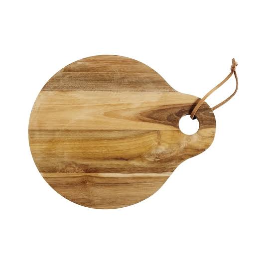 Cutting Board Round Base - Natural-Wooden