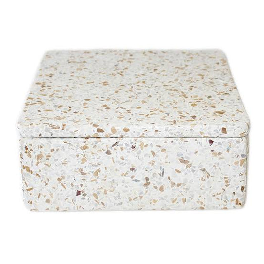 Terrazzo Square Box-ST - White/Beige