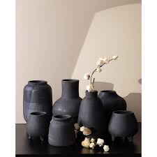 Black Terracotta Vase 9.5"H - Black