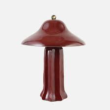 Stoneware Fluted Table Lamp with Inline Switch, Burgundy