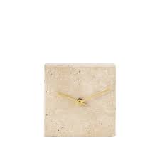 Light Travertine Rectangle Shaped Marble Table Clock Large - Natural