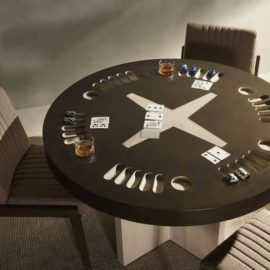 Poker Table Bleached Guanacaste Aged Metal