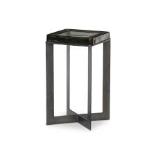 Lennie Cast Glass End Table Clear Cast Glass Dark Brass