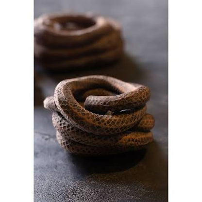 Snake Basket 1 Ivory Black Wash 9"x8"x4"