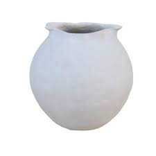 Paper Mache Pot Natural White Dia 7.68"