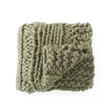 60 Inch Green Hand Knit Braided Throw Blanket