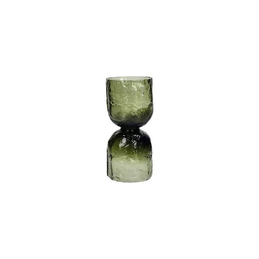 Vase Hurricane Glass Green Dia 3.5" - Green