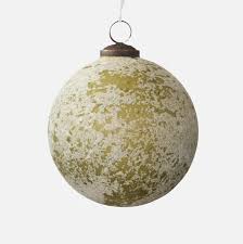 4 Inch White Speckled Light Green Glass Ornament