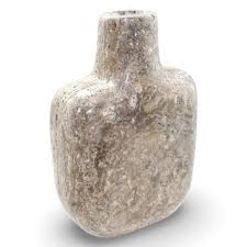 Grey Travertine Vase Lg.