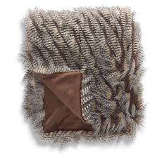 63 Inch Gray Three Tone Vegan Fur Throw Blanket