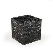 Black Marble Side Table with Mirror Polish-ST - Black & White