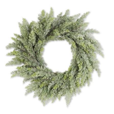 32 Inch Powdered Real Touch Cedar Wreath