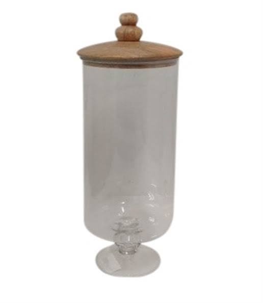 Glass & Wood Jar - NATURAL