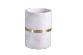 Marble Single Bottle Wine Cooler W/Brass Agra White