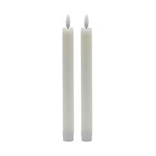 2 pc Med White Flameless Taper Candle - White