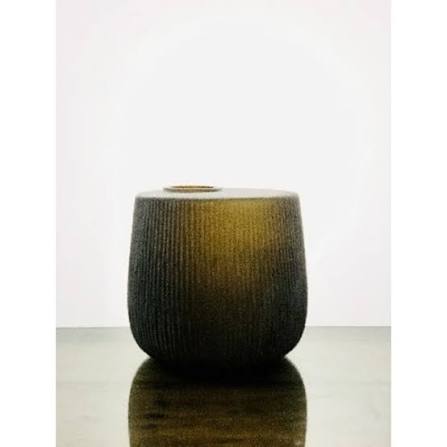 Tabla Vase Vertical Killi Hand Cut Stone Finish Lg Smoke Dia 12"- A - SMOKE