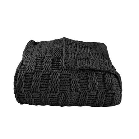 Chess Knit Throw, 50" x 60", Black, 1PC Black, Throw, 50" x 60"