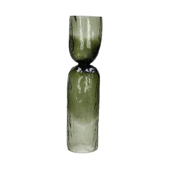 Vase Hurricane Glass Green Dia 4.3" - Green