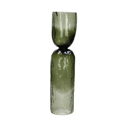 Vase Hurricane Glass Green Dia 4.3" - Green