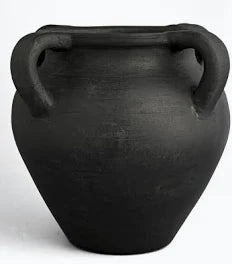 Terracotta Vase Natural Black Dia 9.06" - NATURAL BRUNT BLACK