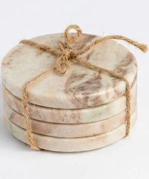 Toronto Marble Set of 4 Round Coasters - Beige