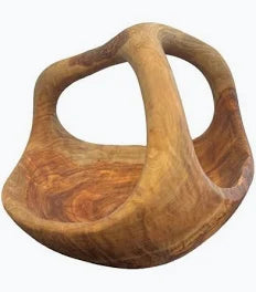 Oval bowl with Handle Natural Wood
