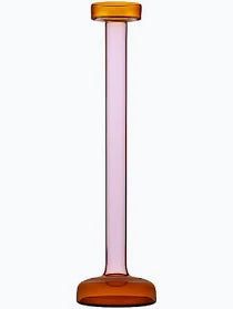 Glass Candle Holder Amber & Pink Lg-ST - Amber & Pink