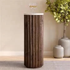 Natural Wood Pedestal Table H 42"
