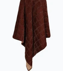 Stella Faux Silk Velvet Double Box Stitch Throw, 50" x 60", Copper Brown, 1PC