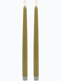 2 pc Med Champagne Taper Flameless Candle - Dark Champagne