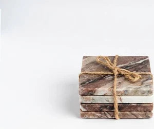 Toronto Marble Set Of 4 Square Coasters - Beige