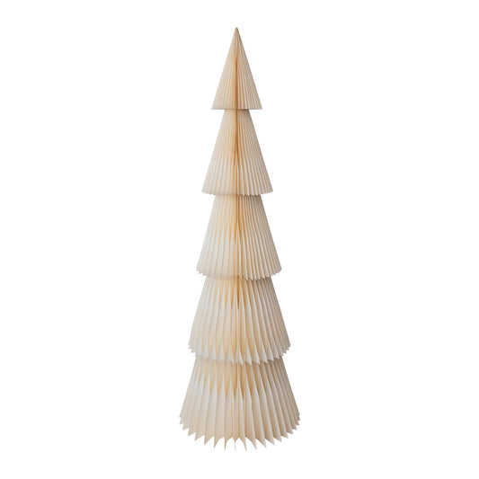 Handmade Folding Honeycomb Tree with Gold Glitter Edge, White