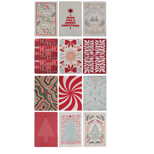 Recycled Microfiber Tea Towel with Holiday Pattern,12 Styles