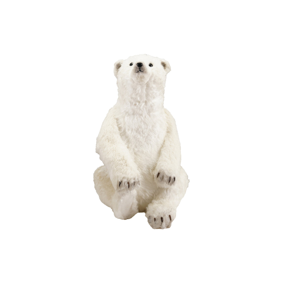 Faux Fur & Foam Sitting Polar Bear, White & Black
