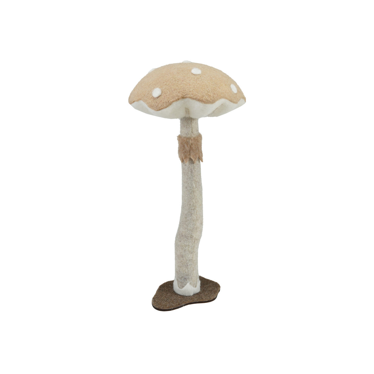 Foam & Fabric Mushroom with Glitter & Base, Brown & Cream