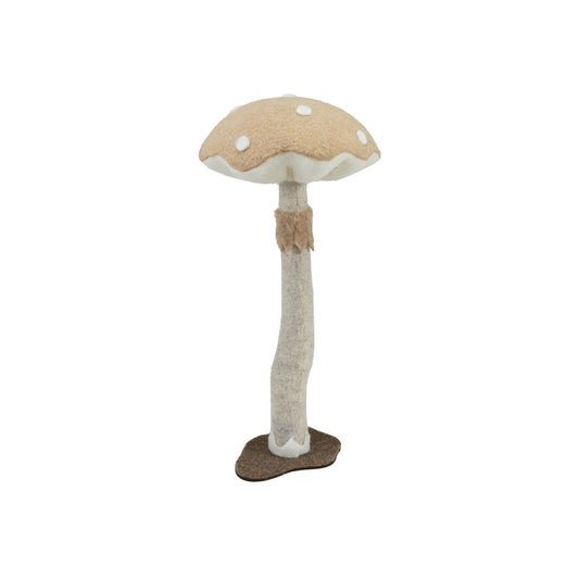Foam & Fabric Mushroom with Glitter & Base, Brown & Cream