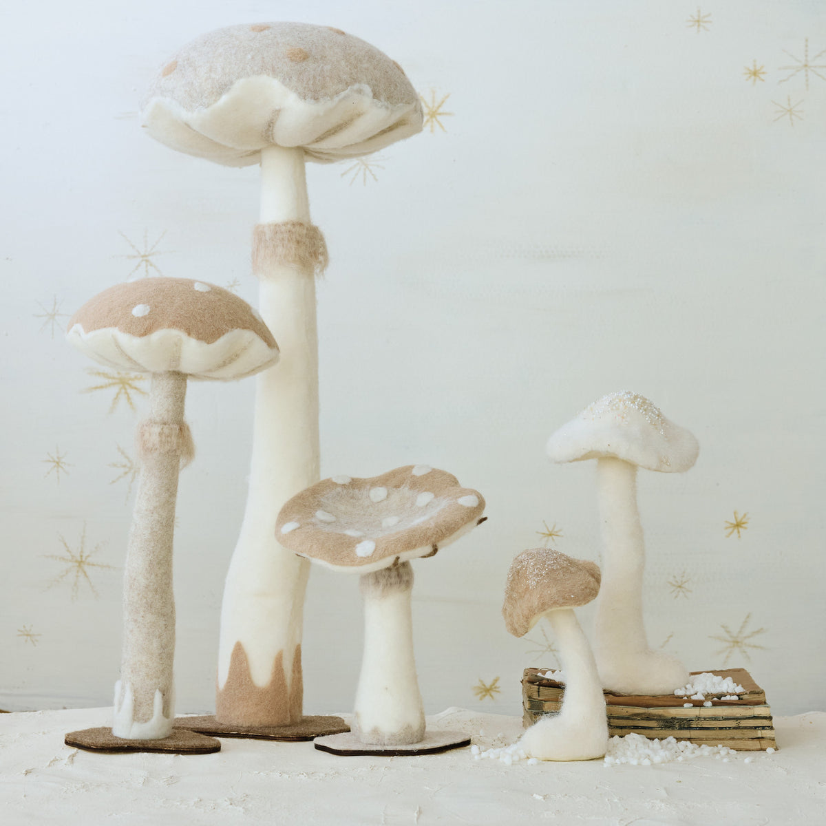 Foam & Fabric Mushroom on Base & Brown