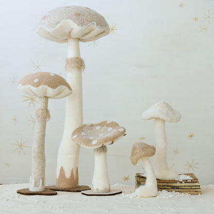 Foam & Fabric Mushroom on Base & Brown
