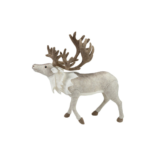 Faux Fur Standing Caribou, Brown & Cream Color