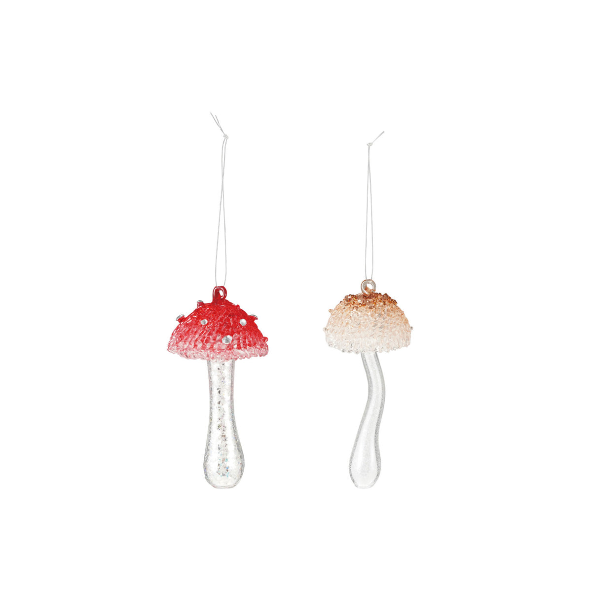 Glass Mushroom Ornament,2 Colors