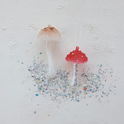 Glass Mushroom Ornament,2 Colors