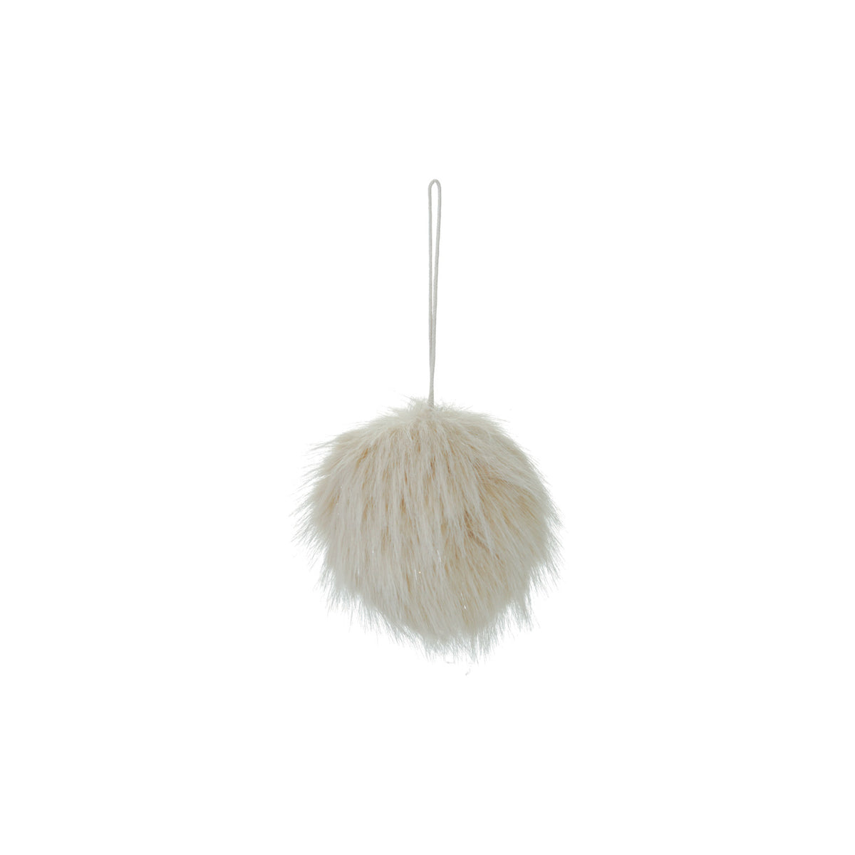 Faux Fur Pom Pom Ornament, White